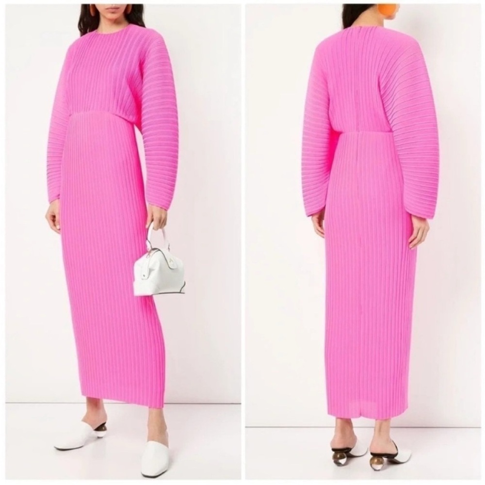 Solace London Mirabelle Plisse Maxi Dress Pink